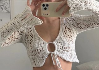 Crop top de crochet blanco