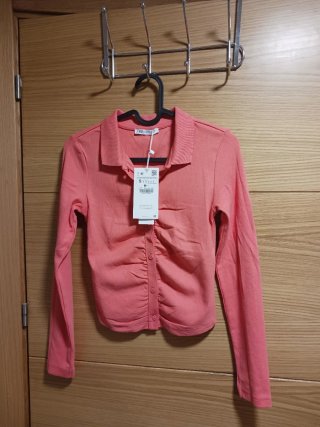 Camiseta Zara Tono coral Talla S