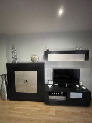 Conjunto de Muebles de Salón Wengué y Plata