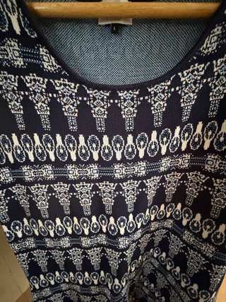 Vestido Estampado Azul y Blanco Talla 42