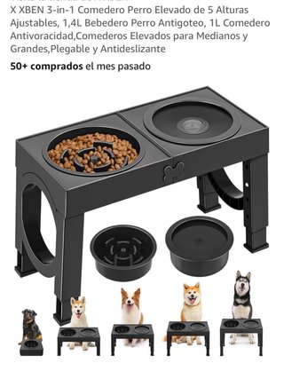 Comedero Elevado para Perros 3 en 1