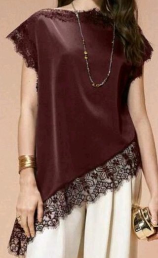 Blusa de encaje burdeos talla XL Nueva sin etiquet