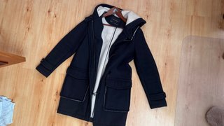 Abrigo de paño azul Zara Basic