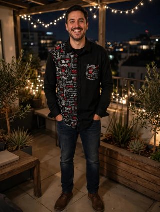 Camisa Desigual Negra Estampada Talla XXL