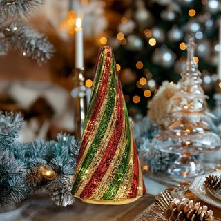 Arbol Navidad Cristal con Luces 20cm Temporizador