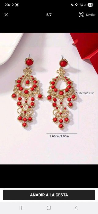 Pendientes Largos Rojos y Dorados