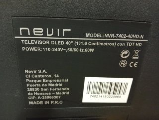Televisor Nevir 40 pulgadas DLED