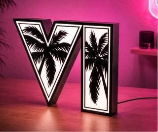 Cartel de Luz LED con Diseño de Palmeras