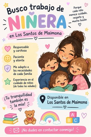 Busco trabajo de niñera