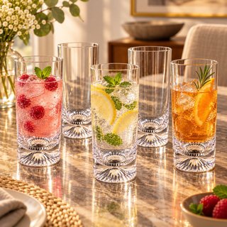 Set de 5 vasos Highball/Tubo ancho y base robusta