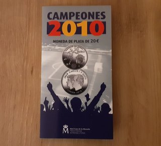 Estuche Moneda Plata 20€ Mundial 2010 Campeones