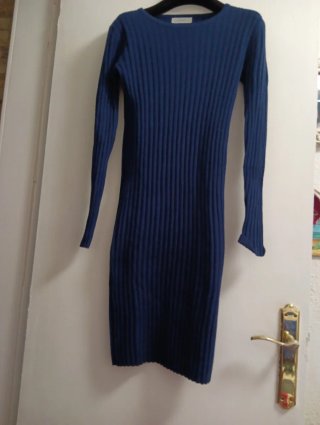 Vestido de lana azul talla L