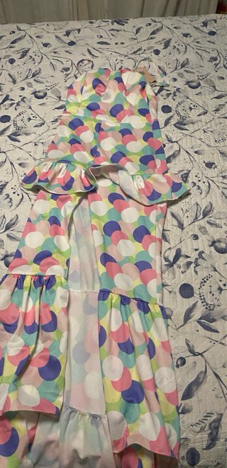 Vestido largo estampado de puntos