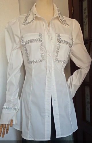 Camisa Blanca Le Cruel con Pedrería