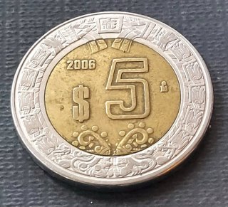 Moneda de 5 Pesos Mexicanos 2006