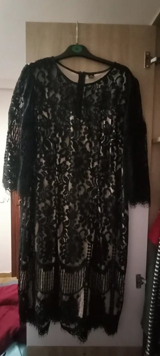 Vestido negro de encaje floral SHEIN 2XL