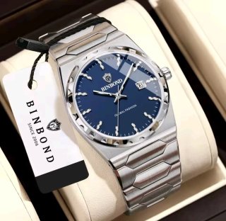 Reloj Hombre Binbond Plateado y Azul