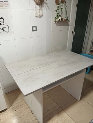 Mesa Consola Extensible Gris y Blanca