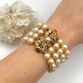 Pulsera Perlas con Oro 18kt diamantes y rubies