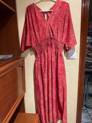 Vestido largo estampado rojo