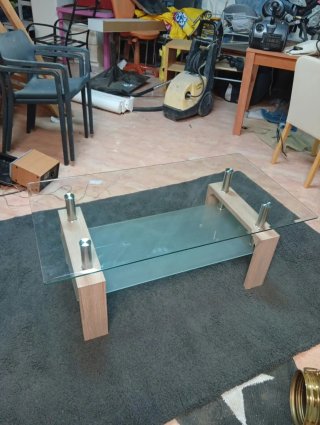Mesa de Centro de Cristal y Madera