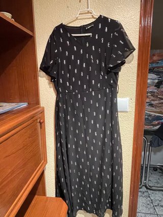 Vestido Negro Estampado Talla L