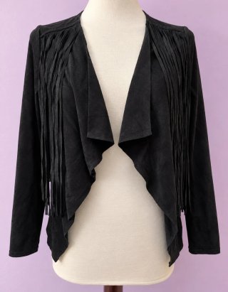 Chaqueta Ante Negra con Flecos
