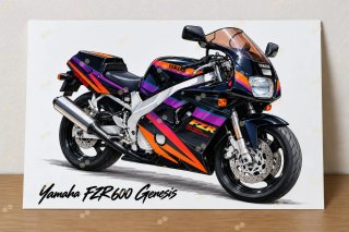 Yamaha FZR 600 Genesis cuadro dibujo A4 póster