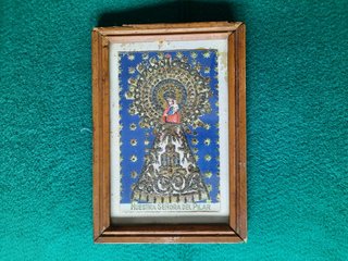 Antiguo cuadro postal VIRGEN DEL PILAR, 12,7x18,2