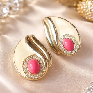 Pendientes vintage esmaltado con piedra central