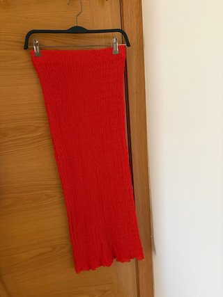 Falda larga rojo anaranjado