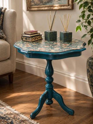 Mesa Auxiliar de Madera Color Azul Petróleo