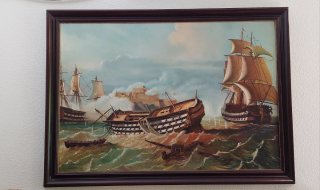 Cuadro al óleo de batalla naval Gran tamaño