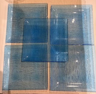 Set de 5 Platos de Cristal Azules 25x25cm