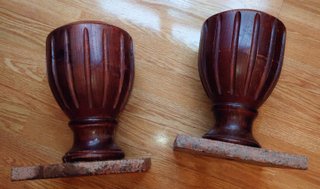 Pareja de Soportes Antiguos Madera y Granito