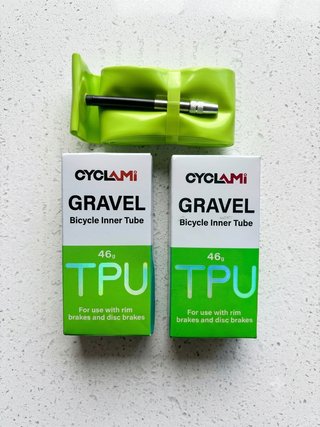 2 Cámaras de Gravel TPU + Kit Reparación (Nuevas)