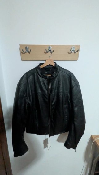 Chaqueta Biker Efecto Piel Zara Negra Talla L