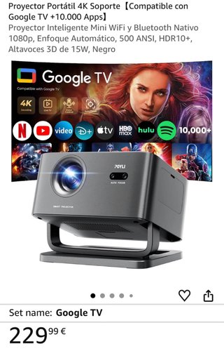 Proyector Full HD 1080P Google TV WiFi6 Bluetooth
