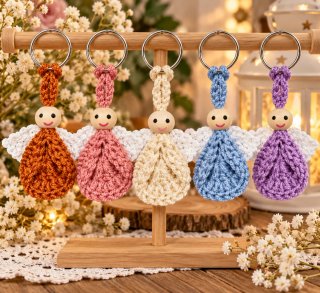 PACK 5 LLAVEROS DE ANGELITOS A CROCHET – 7 €