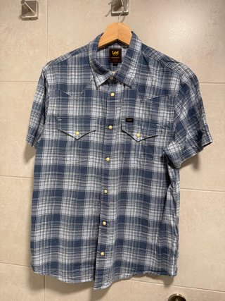 Camisa Manga Corta Lee Cuadros Azul Talla M