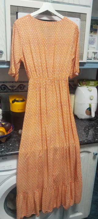 Vestido largo naranja estampado
