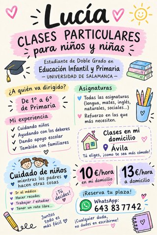 ¡¡CLASES DE APOYO Y CUIDADO DE NIÑOS EN ÁVILA!!!