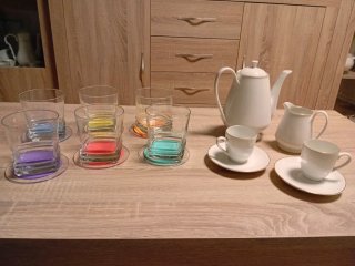 Set de Café Bidasoa y Vasos con posavasos