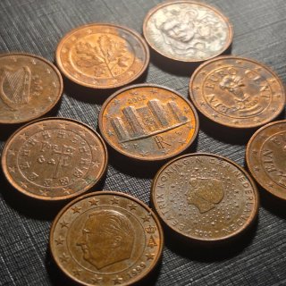 2610222208 Lote 9 Monedas 1 centimo internacional