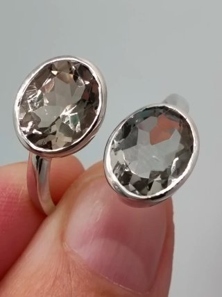 Anillo de Plata 925 con Cuarzo Citrino y Prasiolit