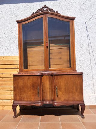 VITRINA APARADOR VINTAGE CENTENARIA MADERA CRISTAL
