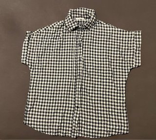 Camisa Manga Corta Cuadros Blanco y Negro