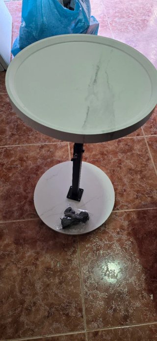 Mesa Redonda Tipo Mármol con Ruedas