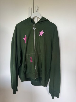 Sudadera Noemotions Verde con Estrellas Rosas XL