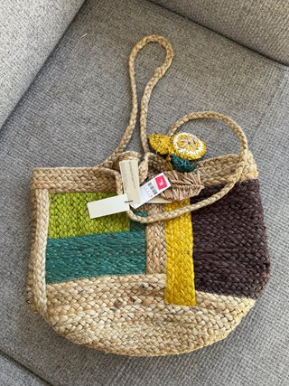 Bolso Capazo Trenzado Multicolor